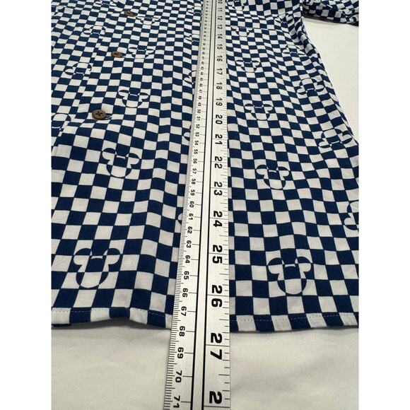 Uniqlo x Disney Mickey Mouse Open Collar Short Sleeve Camp Shirt XS Blue Checked - Picture 8 of 9